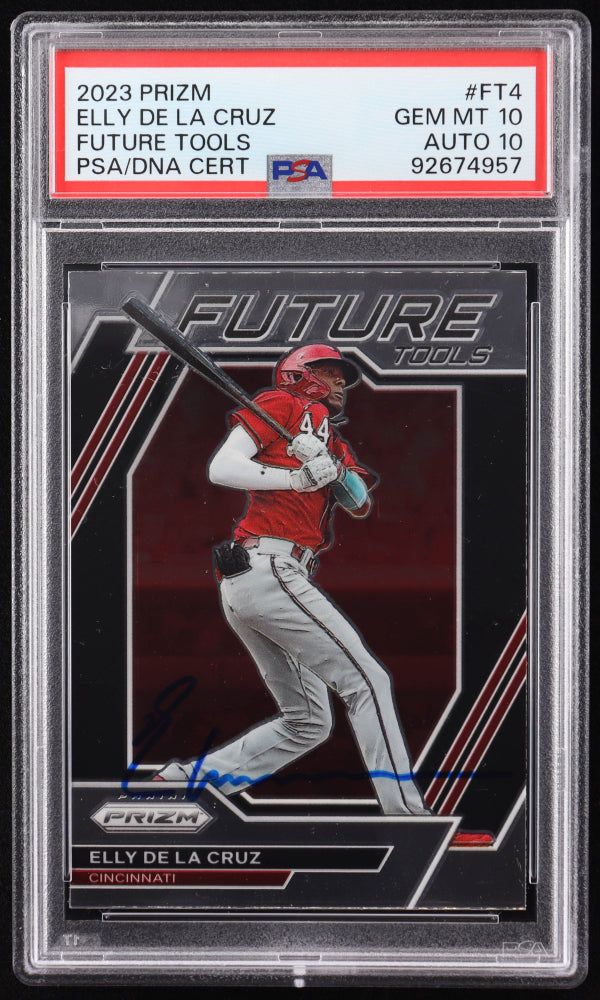 Elly De La Cruz Signed 2023 Panini Prizm Future Tools #4 RC (PSA 10 | Autograph Graded PSA 10) - Rookie Card