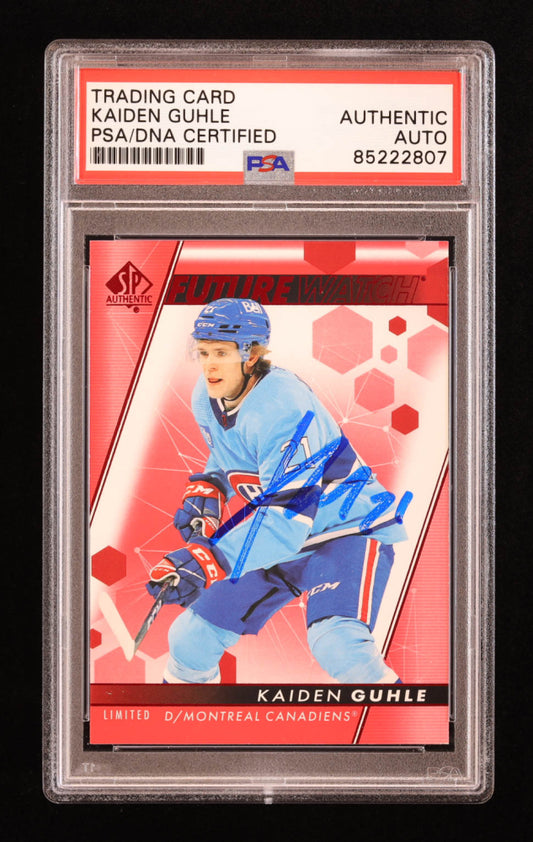 Kaiden Guhle Signed 2022-23 SP Authentic Limited Red #146 FW RC (PSA) - Rookie Card