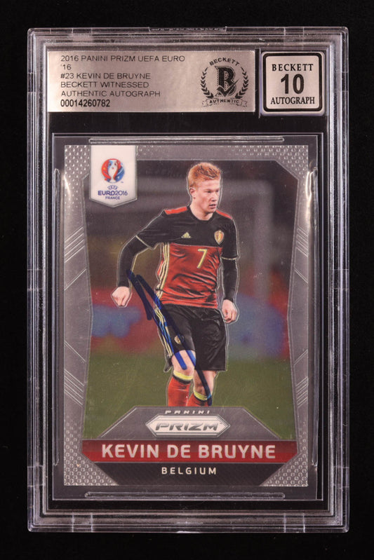 Kevin De Bruyne Signed 2016 Panini Prizm UEFA Euro '16 #23 RC (BGS | Autograph Grade 10) Beckett Witnessed - Rookie Card