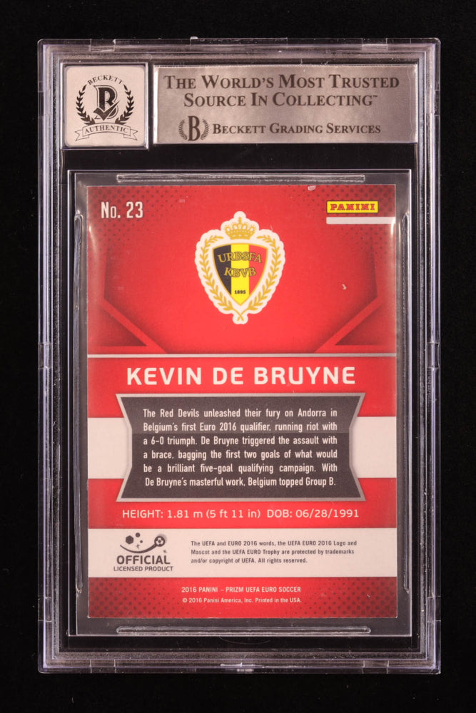 Kevin De Bruyne Signed 2016 Panini Prizm UEFA Euro '16 #23 RC (BGS | Autograph Grade 10) Beckett Witnessed - Rookie Card