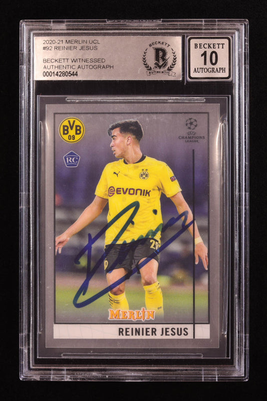 Reinier Jesus Signed 2020-21 Merlin UCL #92 RC (BGS | Autograph Grade 10) Beckett Witnessed | Rookie Card