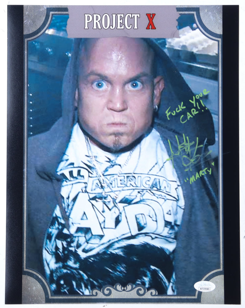 Martin Klebba Signed (JSA) "Project X" 11x14 Photo Inscribed "F*** Your Car!!" & "Marty" - JSA Witnessed