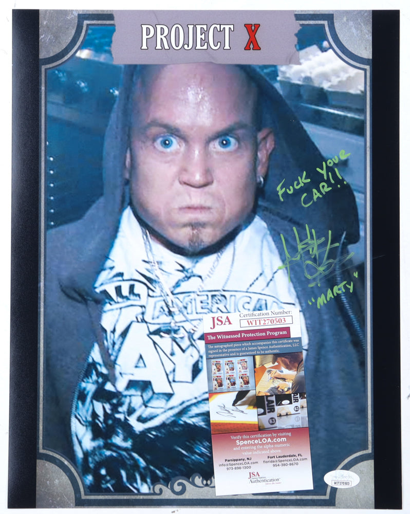 Martin Klebba Signed (JSA) "Project X" 11x14 Photo Inscribed "F*** Your Car!!" & "Marty" - JSA Witnessed