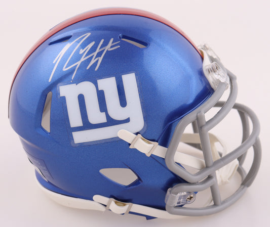 Rodney Hampton Signed (Beckett) Giants Speed Mini Helmet - Beckett Witnessed