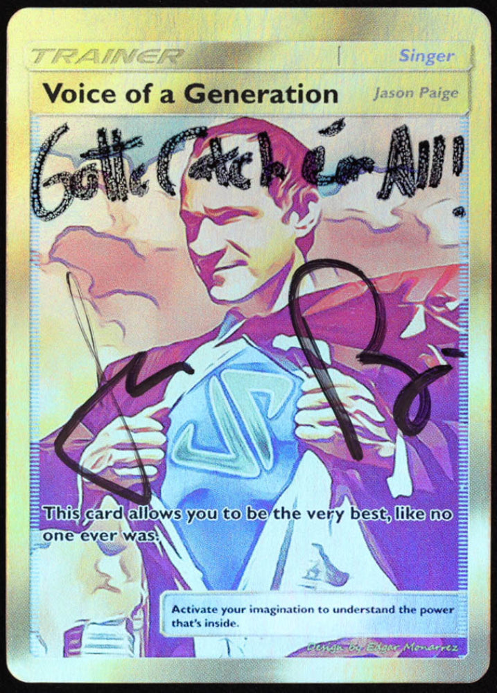 Jason Paige Signed (Beckett) Trading Card Inscribed "Gotta Catch 'Em All!" - Pokemon Theme Song