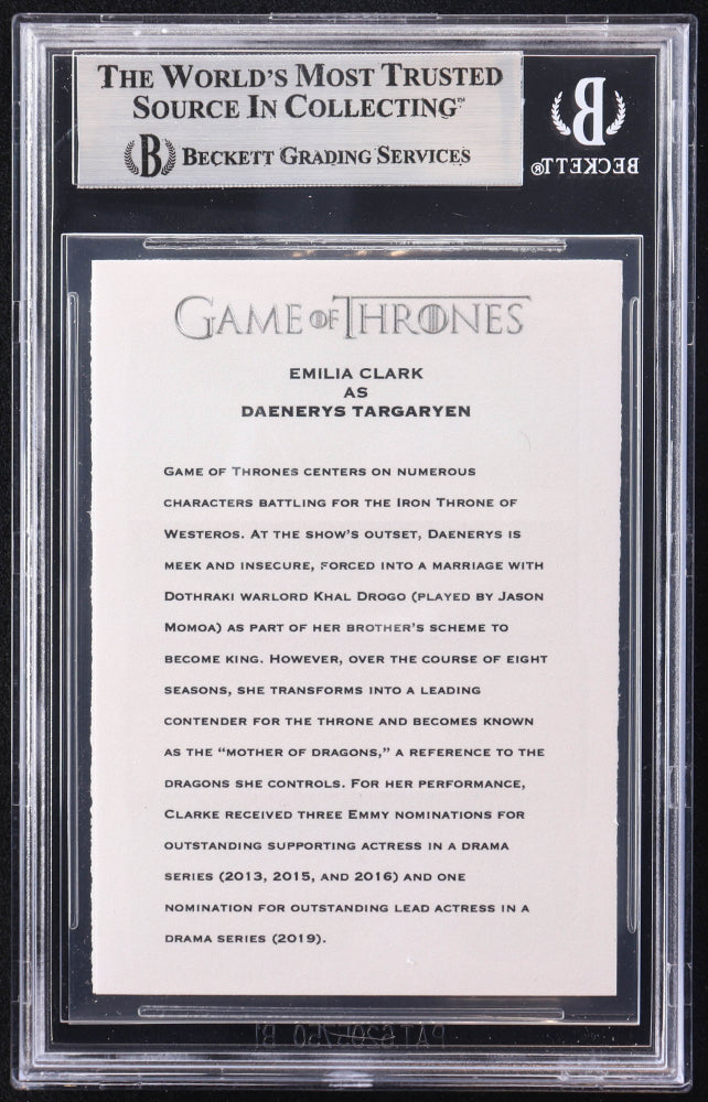 Emilia Clarke Signed "Game of Thrones" Custom Trading Card (BGS)