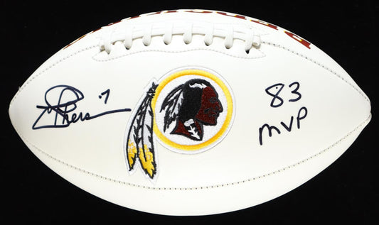 Joe Theismann Signed (JSA) Washington Logo Football Inscribed "83 MVP" - JSA Witnessed