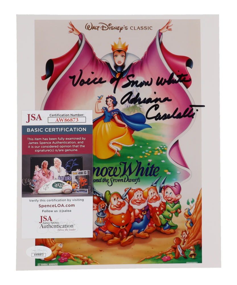 Adriana Caselotti Signed (Snow White) "Snow White" 8x10 Photo Inscribed "Voice of Snow White" - Snow White