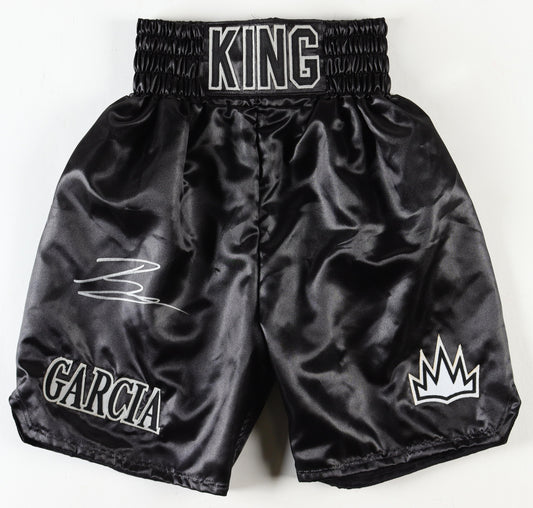 Ryan Garcia Signed (Beckett) Custom “King Ryan” Boxing Trunks - Beckett Witnessed