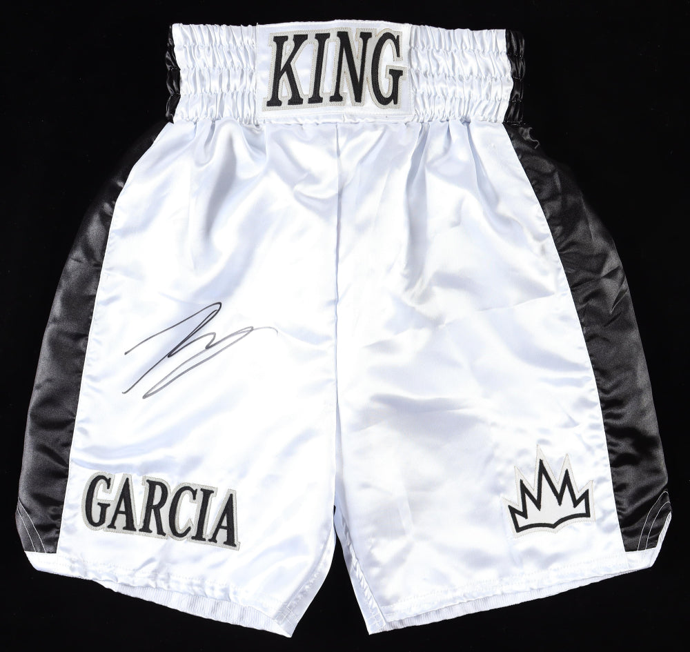 Ryan Garcia Signed (Beckett) Custom “King Ryan” Boxing Trunks - Beckett Witnessed