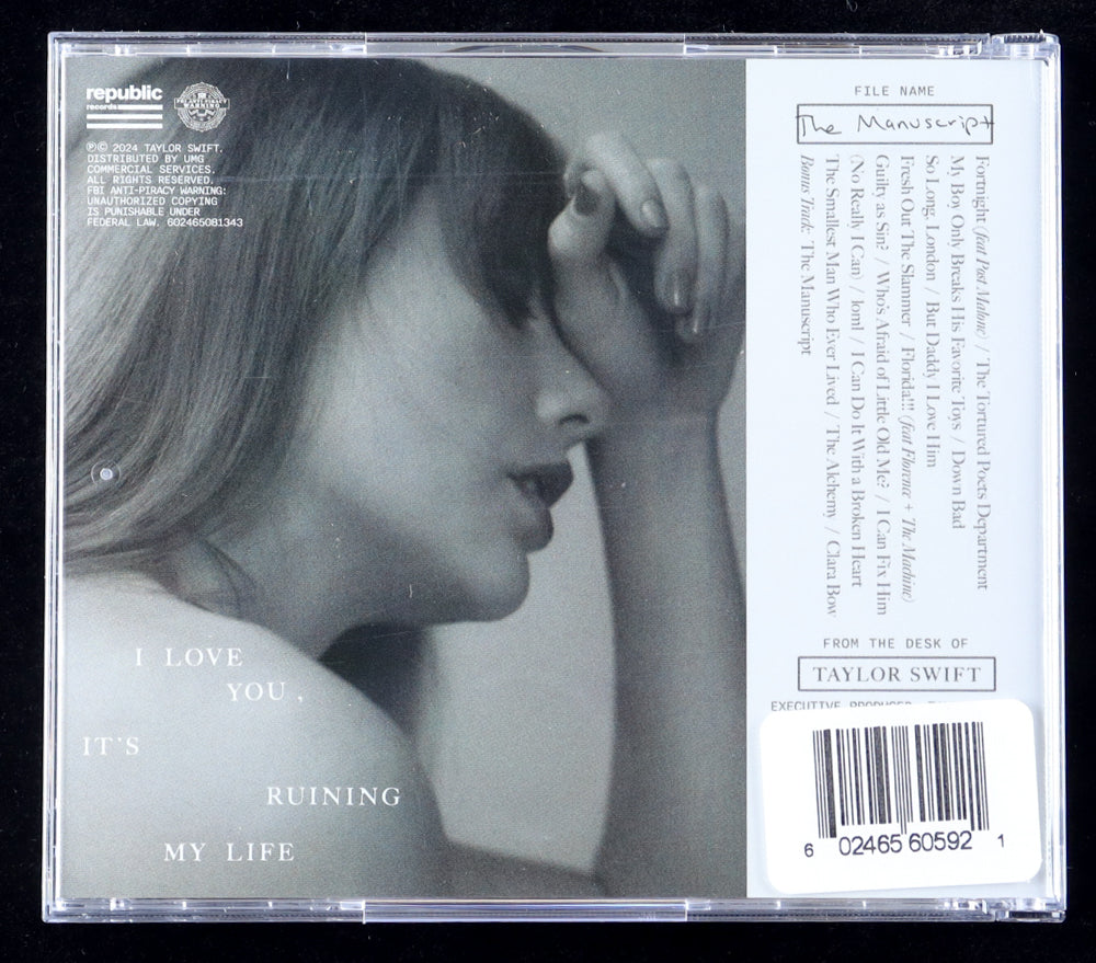 Taylor Swift Signed (PSA) "The Tortured Poets Department" Album CD Insert With Case