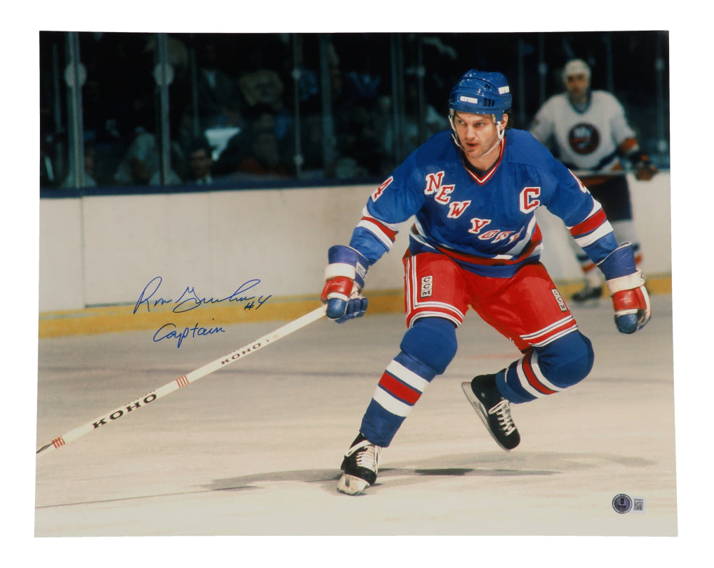 Ron Greschner Signed (Beckett) Rangers 16x20 Photo Inscribed "Captain" - Beckett Witnessed