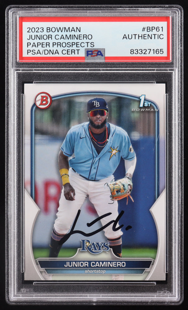 Junior Caminero Signed 2023 Bowman Prospects #BP61 RC (PSA) Rookie Card