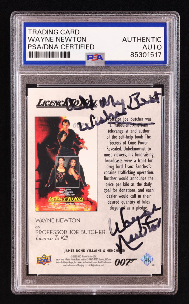 Wayne Newton Signed 2021 Upper Deck James Bond Villains and Henchmen #54 Wayne Newton as Professor Joe Butcher Inscribed "All My Best Wishes" (PSA) Professor Joe Butcher