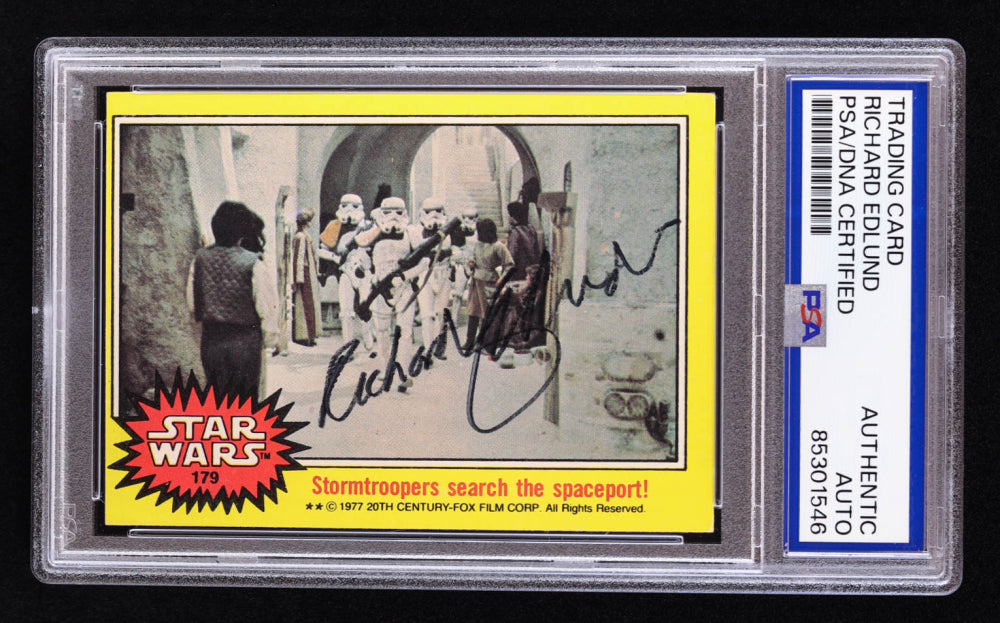 Richard Edlund Signed 1977 Topps Star Wars #179 Stormtroopers Search the Spaceport (PSA) VFX Artist