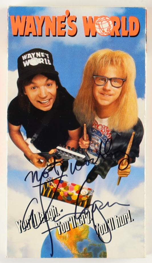 Alice Cooper Signed (Beckett) "Wayne's World" Original VHS Tape Inscribed "Not Worthy" - Beckett Witnessed