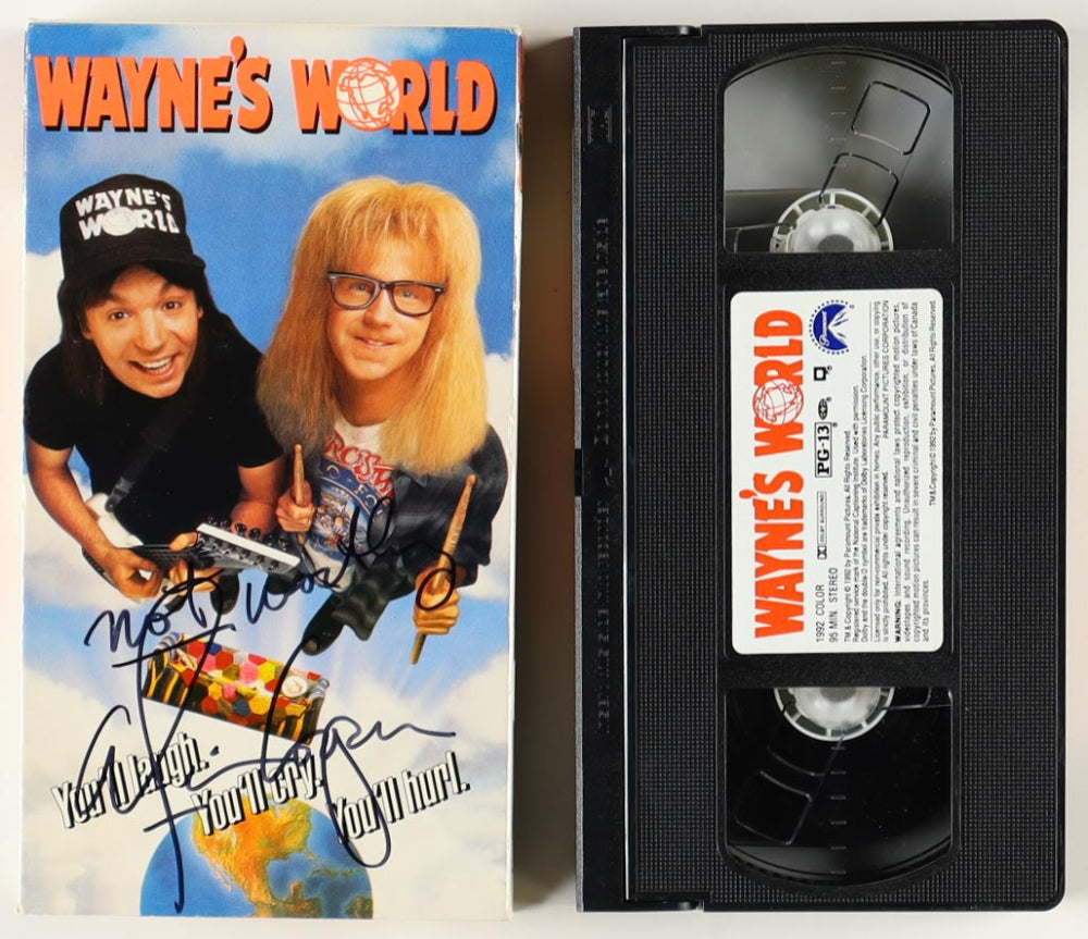 Alice Cooper Signed (Beckett) "Wayne's World" Original VHS Tape Inscribed "Not Worthy" - Beckett Witnessed