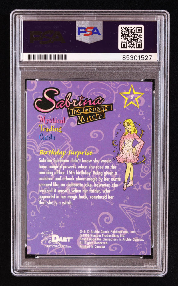 Melissa Joan Hart Signed 1999 Dart FlipCards Sabrina the Teenage Witch #8 Birthday Surprise (PSA) Sabrina Spellman