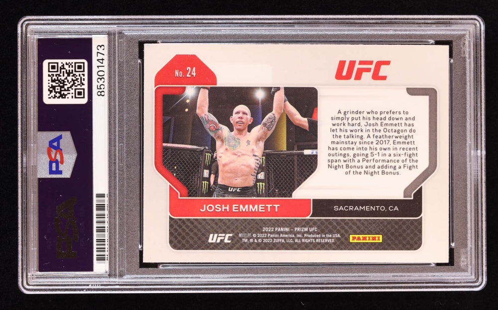 Josh Emmett Signed 2022 Panini Prizm UFC #24 (PSA)