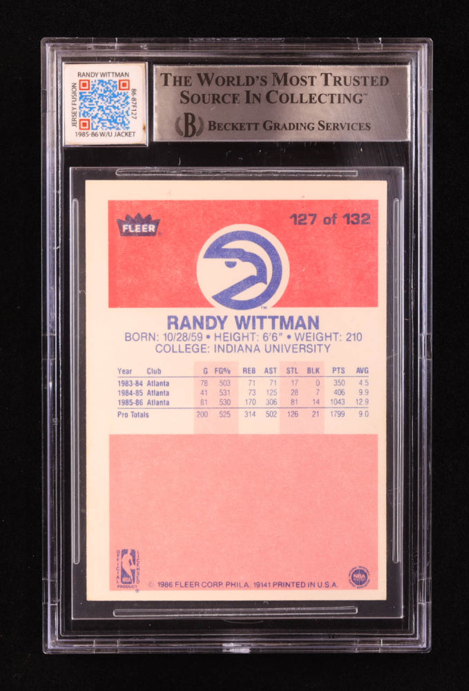 Randy Wittman Signed 1986-87 Fleer #127 with Game Used Jersey Patch (BGS | Autograph Grade 10)