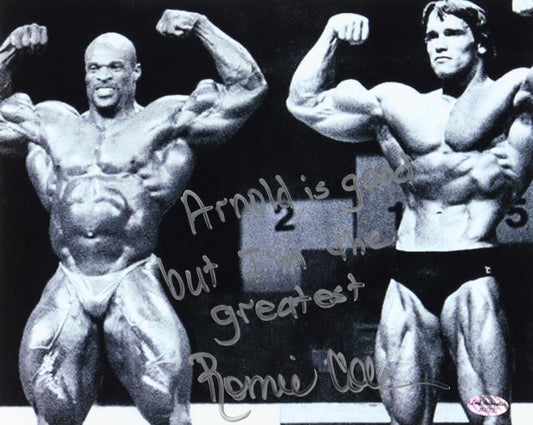 Ronnie Coleman Signed (LEAF) 8x10 Photo Inscribed "Arnold Is Good But I'm The Greatest"