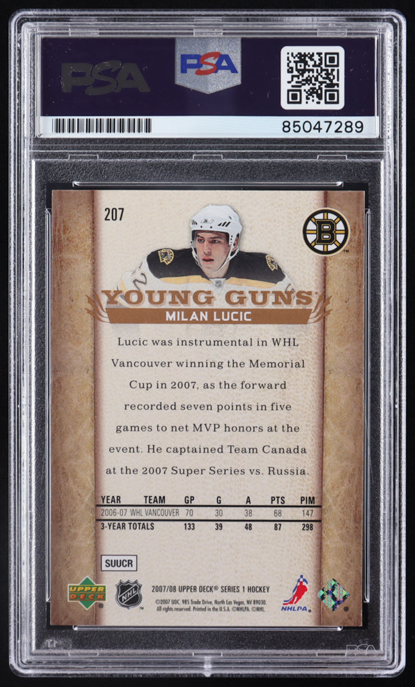 Milan Lucic Signed 2007-08 Upper Deck #207 YG RC (PSA) - Rookie Card