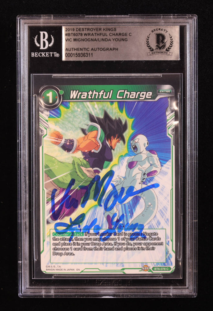 Vic Mignogna & Linda Young Signed Wrathful Charge C 2019 Dragon Ball Super Destroyer Kings #BT6078 (BGS)