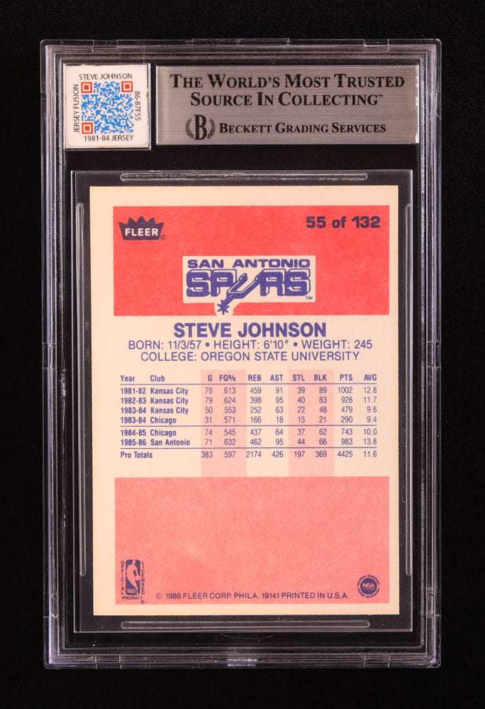 Dave Greenwood Signed 1986-87 Fleer #55 with Game Used Jersey Patch Inscribed "Not Steve!" (BGS | Autograph Grade 10)