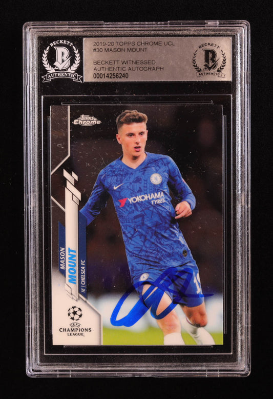 Mason Mount Signed 2019-20 Topps Chrome UCL #30 RC (BGS) Beckett Witnessed - Rookie Card