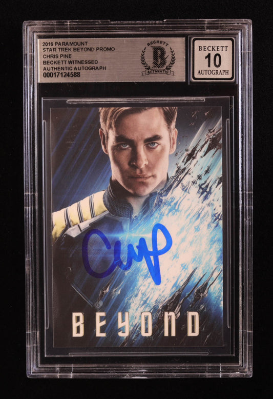 Chris Pine Signed 2016 Paramount Star Trek Beyond Promo #NNO (BGS | Auto 10) Beckett Witnessed