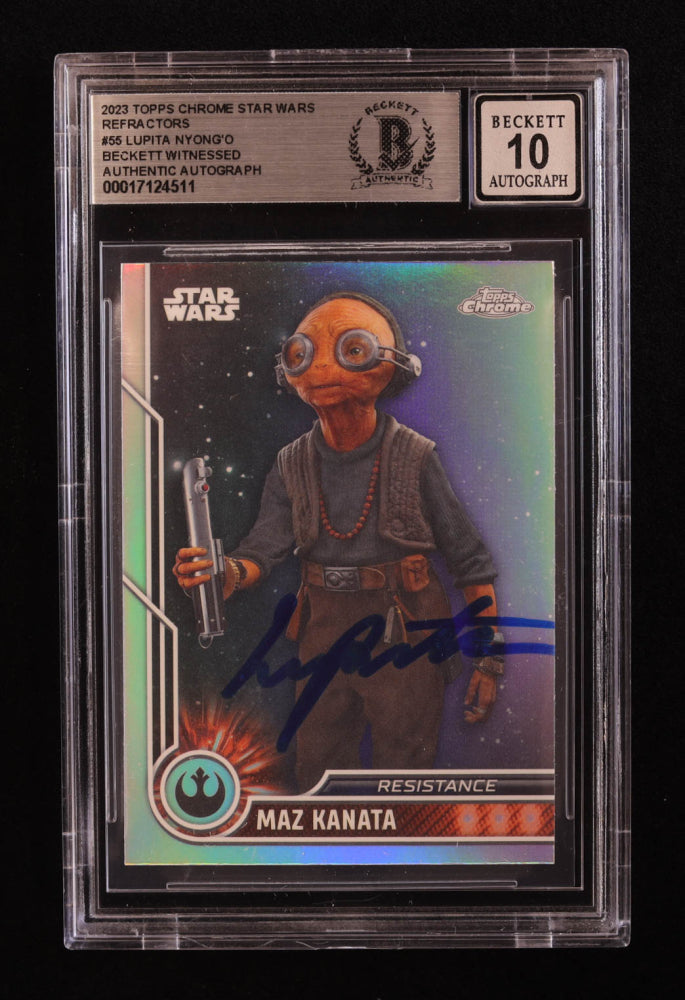 Lupita Nyong'o Signed 2023 Topps Chrome Star Wars Refractors #55 (BGS | Auto 10) Beckett Witnessed