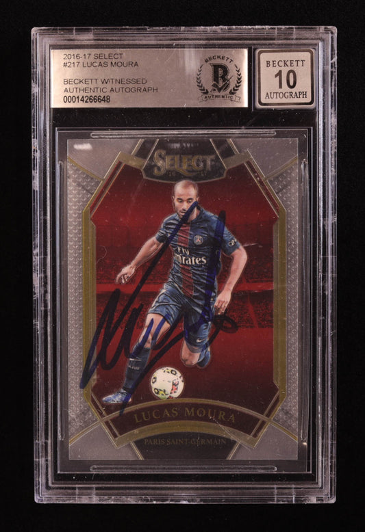 Lucas Moura Signed 2016-17 Select #217 (BGS | Auto 10) Beckett Witnessed