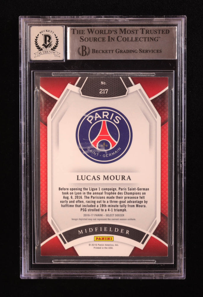 Lucas Moura Signed 2016-17 Select #217 (BGS | Auto 10) Beckett Witnessed