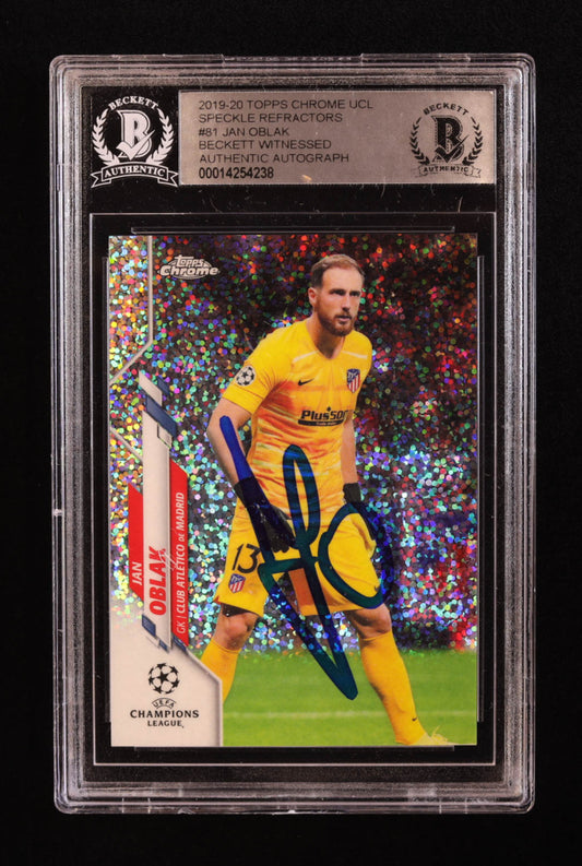 Jan Oblak Signed 2019-20 Topps Chrome UCL Speckle Refractors #81 (BGS) Beckett Witnessed