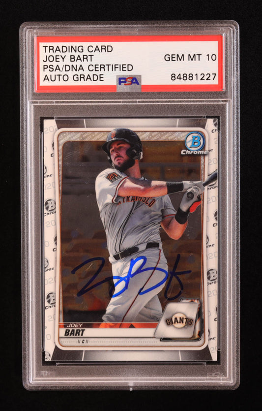 Joey Bart Signed 2020 Bowman Chrome Prospects #BCP112 RC (PSA | Auto 10) Rookie Card