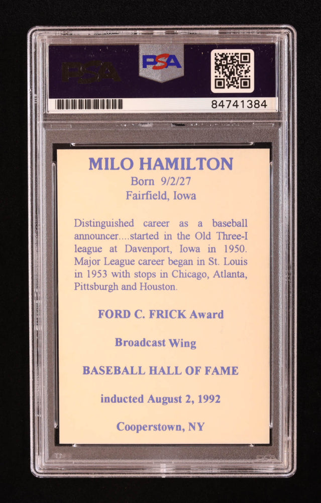 Milo Hamilton Signed Trading Card Inscribed "Holy Toledo" (PSA | Autograph Graded PSA 10)