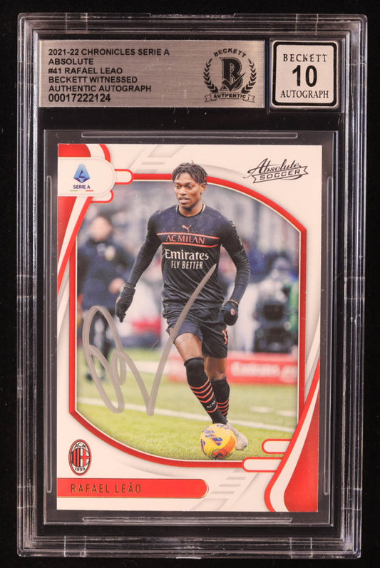 Rafael Leao Signed 2021-22 Chronicles #41 Absolute (BGS | Auto 10) Beckett Witnessed