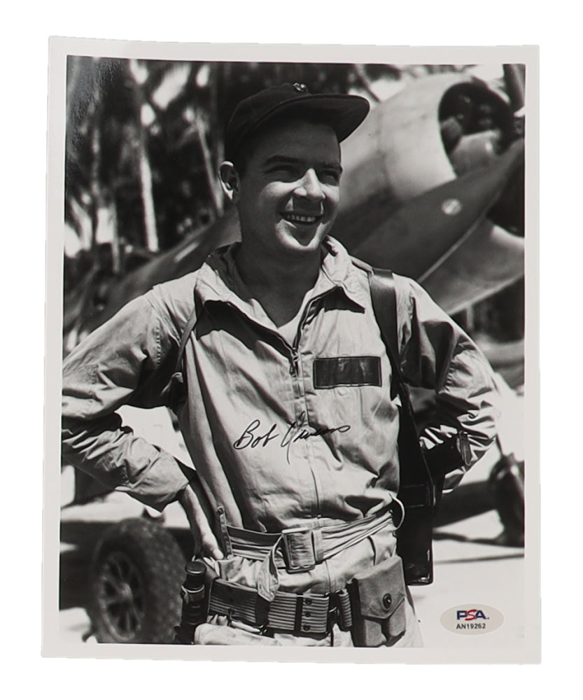 Bob Owens Signed (PSA) 8x10 Photo WWII VMF-215 Ace 7 Victories - VMF-215 USMC Ace - 7 Victories (d)