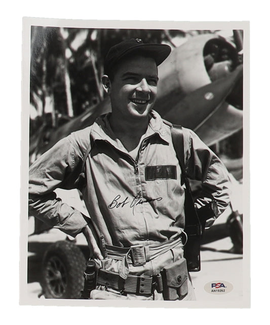Bob Owens Signed (PSA) 8x10 Photo WWII VMF-215 Ace 7 Victories - VMF-215 USMC Ace - 7 Victories (d)