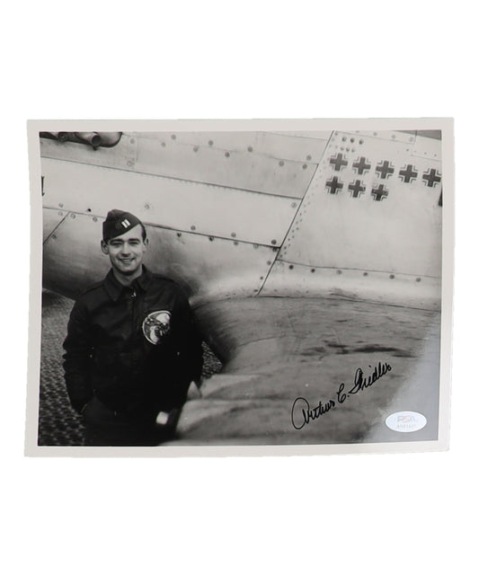 Arthur Fiedler Signed (PSA) 8x10 Photo WWII 325th FG P-51 Ace 8 Victories - 325th Fighter Group Ace - 8 Victories (d)