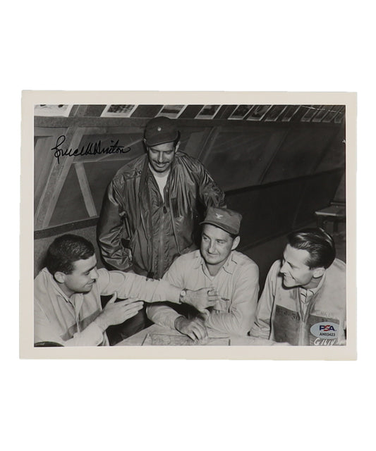 Bruce Hinton Signed 8x10 (PSA) Korean War Pilot - First F-86 MiG Kill Commander of the 336th Fighter Interceptor Squadron, 4th Fighter Interceptor Wing, was the first F-86 pilot to score a MiG-15 kill