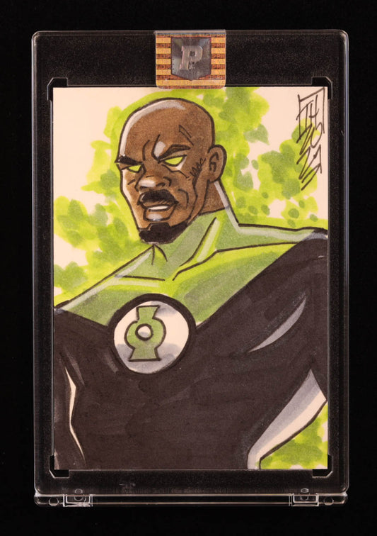 Green Lantern (John Stewart) | DC | Original Art Sketch Card by Tom Hodges (1/1 Original Art) One of One | Renowned Comic Book Artist
