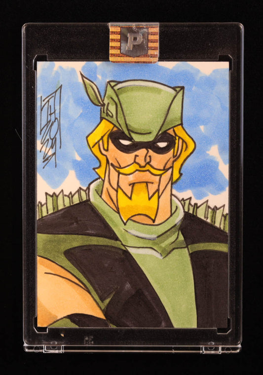 Green Arrow | DC | Original Art Sketch Card by Tom Hodges (1/1 Original Art) One of One | Renowned Comic Book Artist