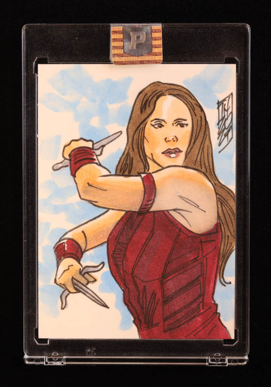 Elektra | Marvel | Original Art Sketch Card by Tom Hodges (1/1 Original Art) One of One | Renowned Comic Book Artist
