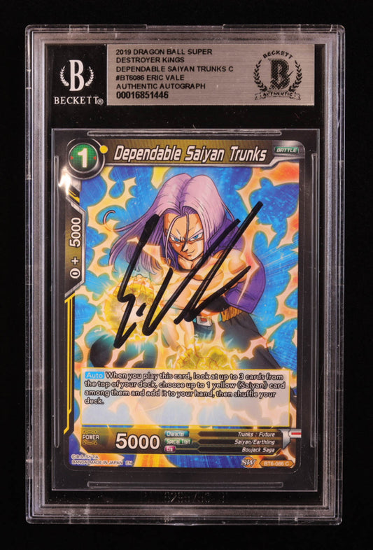 Eric Vale Signed Dependable Saiyan Trunks 2019 Dragon Ball Super Destroyer Kings #BT6086 C (BGS)