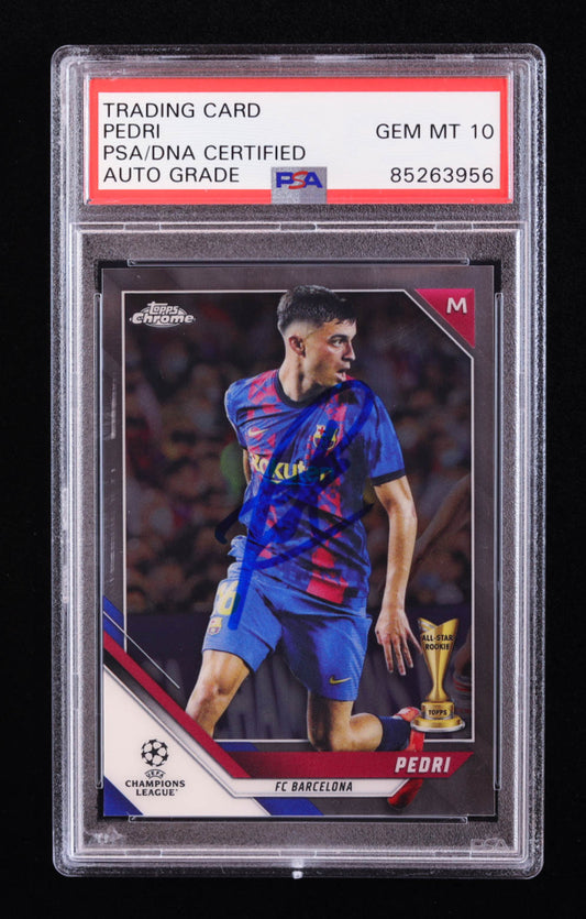 Pedri Signed 2021-22 Topps Chrome UEFA Champions League #89 RC (PSA - Auto 10) - Rookie Card