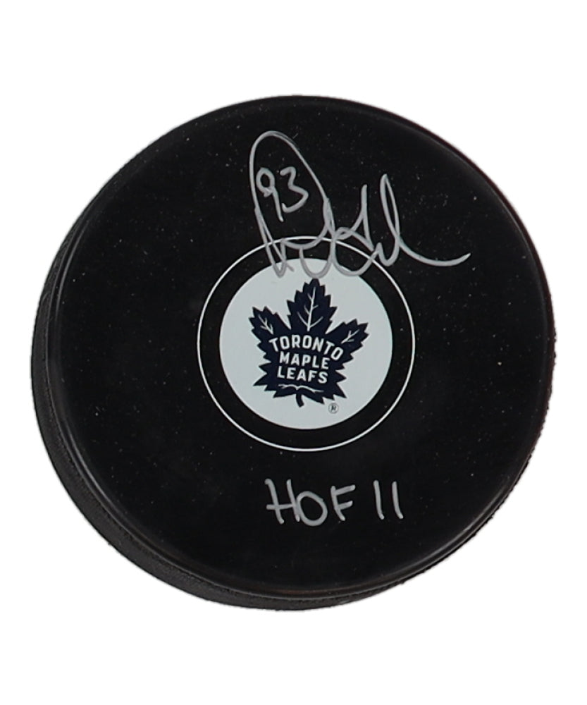 Doug Gilmour Signed Maple Leafs Logo Hockey Puck Inscribed "HOF 11" (Schwartz)
