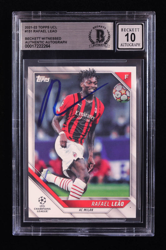 Rafael Leao Signed 2021-22 Topps UEFA Champions League #151 (BGS | Auto 10) Beckett Witnessed