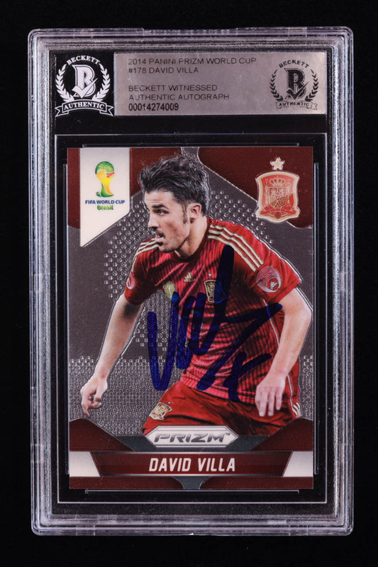 David Villa Signed 2014 Panini Prizm World Cup #178 (BGS) Beckett Witnessed
