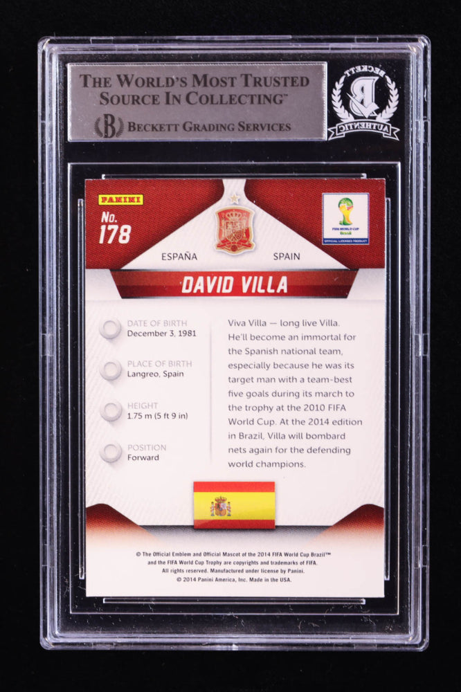 David Villa Signed 2014 Panini Prizm World Cup #178 (BGS) Beckett Witnessed